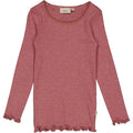 Wheat - Rib T-shirt Lace ss // dusty lavender, basis, ensfarvet, bluse, t-shirt, langærmet, wheat, pige, pigebluse