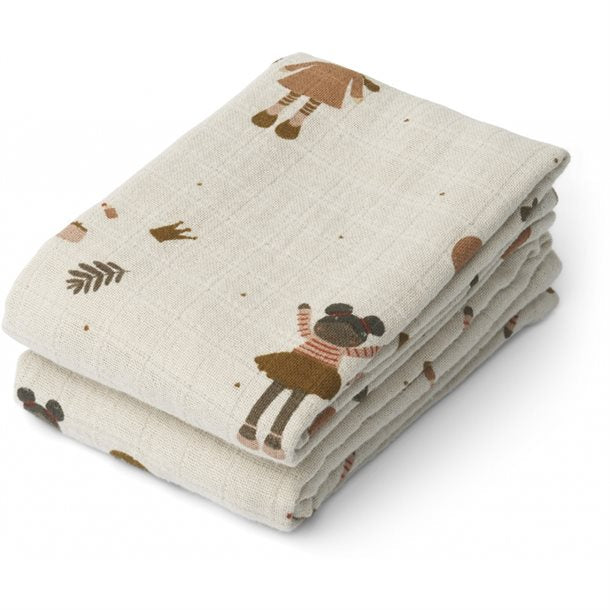 Liewood Hannah bleer Dino Mix 2 pak, LW12695-6917, baby bleer, Liewood Lewis Bubbly Sandy Mix 2 pak, Liewood - Lewis stofbleer (2 stk.) //Biler /dove blue mix