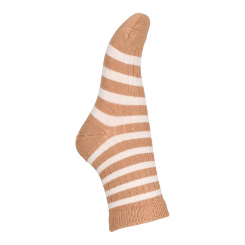 Strømper, stribet, brun/hvid, sokker