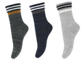 ankelstrømper, strømper, drengestrømper, sokker, ankelsokker, drengesokker, 3-pack, stribet, sort, grå, multifarvet, mørkegrøn.