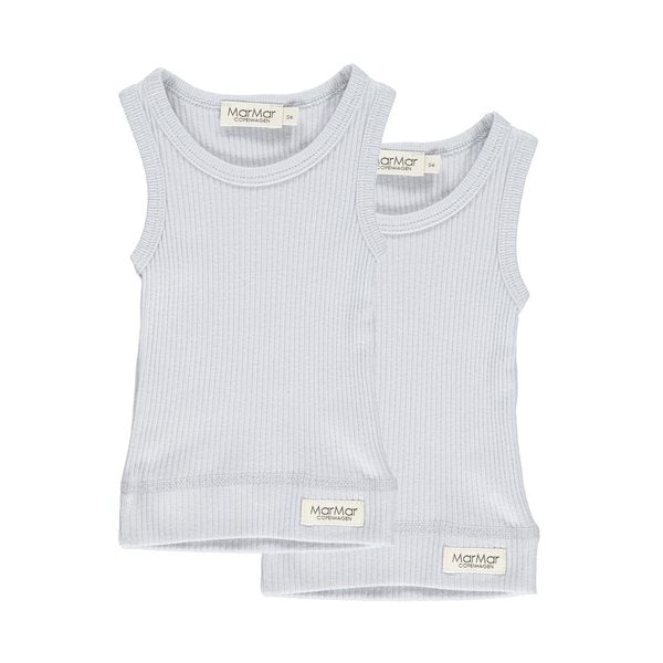MarMar Plain Tee SS, Modal, t-shirt, tee, bluse, modalbluse, drengebluse, drenget-shirt, pige t-shirt,MarMar - Baby Sleeveless 2-pack - Pale Blue