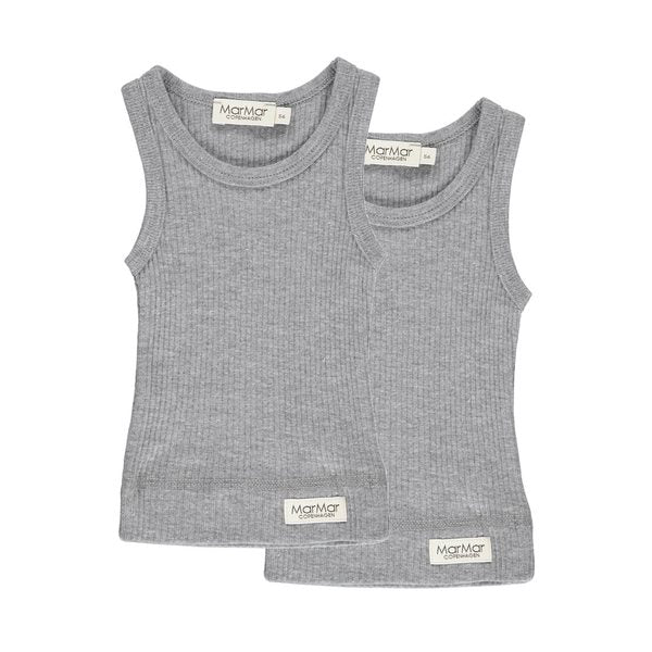 MarMar Plain Tee SS, Modal, t-shirt, tee, bluse, modalbluse, drengebluse, drenget-shirt, pige t-shirt,MarMar - Baby Sleeveless 2-pack - Grey Melange