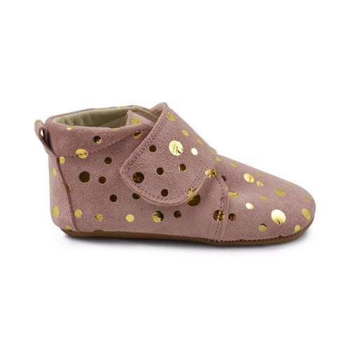 Pom Pom - Begynder sut sko Velcro // Rose Gold Dot