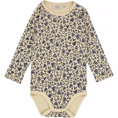 Wheat - body plain // linen sailor, body, bodystocking, sparkedragt, babytøj, dreng, nyfødt