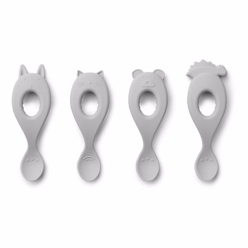 Liewood Liva silicone spoon dumpo grey - 4 pack