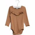 Wheat - body rib ruffle ls // caramel, body, bodystocking, sparkedragt, babytøj, dreng, nyfødt, pige
