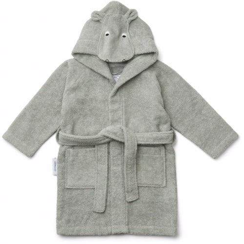 badekåbe, morgen kåbe, frotte kåbe, bathrobe, lily bathrobe, badekåbe bluewave, Liewood - Badekåbe lily Dino fauna green