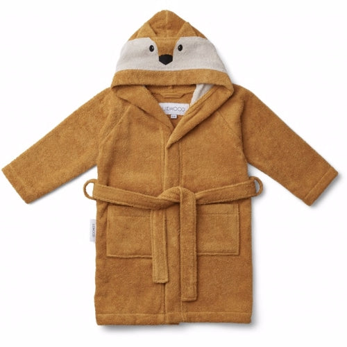 badekåbe, morgen kåbe, frotte kåbe, bathrobe, lily bathrobe, badekåbe bluewave, Liewood - Badekåbe lily Dino fauna green