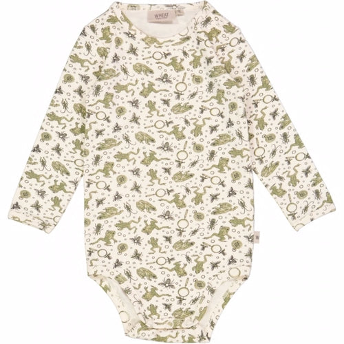 Wheat - jersey body // eggshell frogs, body, bodystocking, sparkedragt, babytøj, dreng, nyfødt