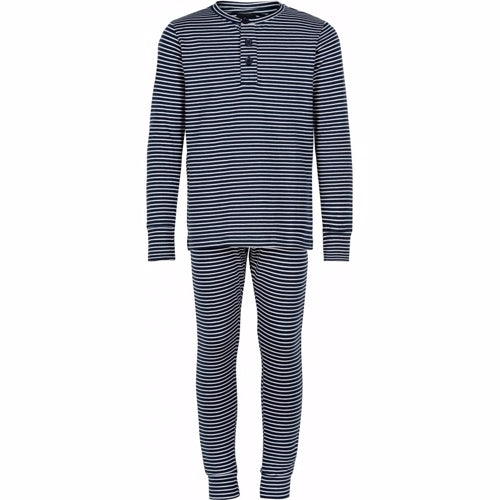 The New - Ryper Nightset // Navy Blazer, t-shirt, bluse, kortærmet, drengebluse, drenge, print, motiv, space, galaxe, rummet, blå, mørkeblå, sweat, sweatshirt, bluse, langærmet, skjorte, langærmet skjorte, nattøj, natsæt, pyjamas, striber