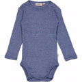 Wheat - body rib // blue melange, body, bodystocking, sparkedragt, babytøj, dreng, nyfødt, pige, babytøj