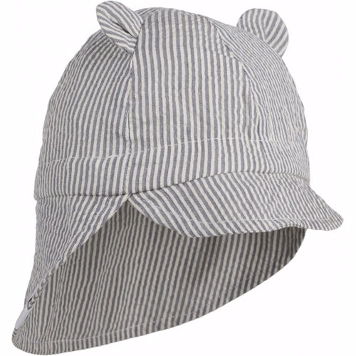 Liewood Eric sun hat sea blue, sommerhat solhat, børne hat, babyhat