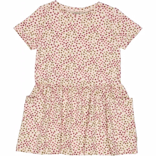 Wheat - Dress Astrid // Green flowers, basis, ensfarvet, bluse, t-shirt, langærmet, wheat, pige, pigebluse, , dress, kjole