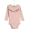 Wheat - body rib ruffle ls // rose powder, body, bodystocking, sparkedragt, babytøj, dreng, nyfødt, pige