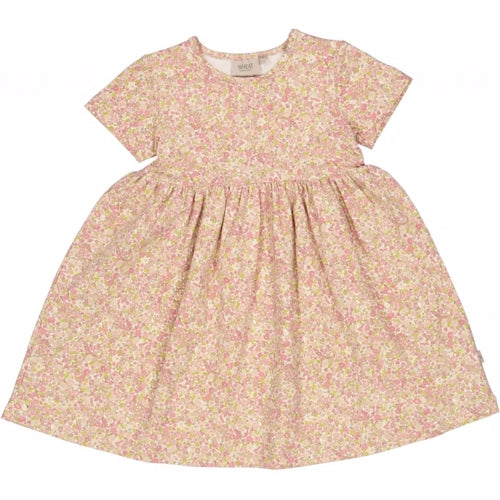 Wheat - Dress Astrid // Green flowers, basis, ensfarvet, bluse, t-shirt, langærmet, wheat, pige, pigebluse, , dress, kjole