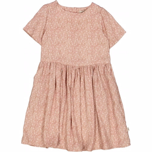 Wheat - Dress Astrid // Green flowers, basis, ensfarvet, bluse, t-shirt, langærmet, wheat, pige, pigebluse, , dress, kjole