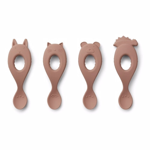 Liewood Liva silicone spoon dark rose - 4 pack