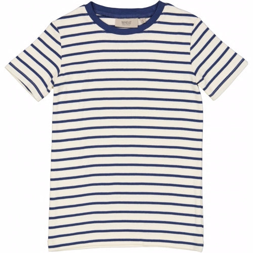 wheat - t-shirt wagner ss // cool blue, t-shirt, wagner, bluse, kortærmet, striber, drenge