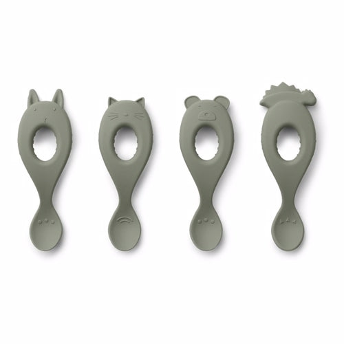 Liewood Liva silicone spoon dumpo grey - 4 pack