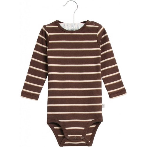 Wheat - body plain // brown, body, bodystocking, sparkedragt, babytøj, dreng, nyfødt