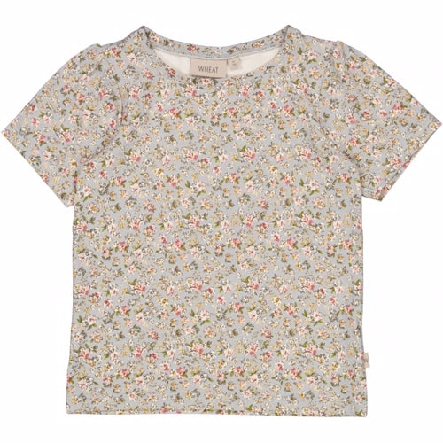 Wheat - Rib T-shirt Lace ss // misty rose, basis, ensfarvet, bluse, t-shirt, langærmet, wheat, pige, pigebluse