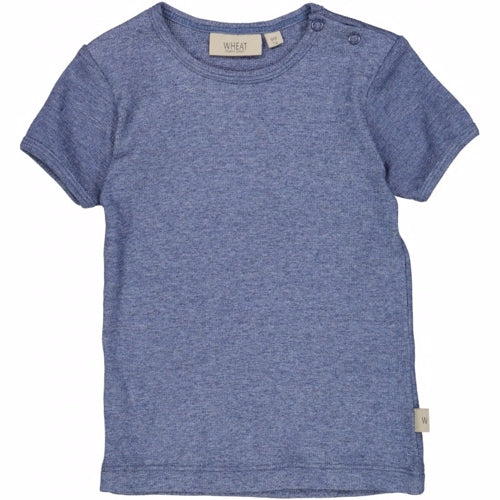 Wheat - Rib T-shirt Lace ss // misty rose, basis, ensfarvet, bluse, t-shirt, langærmet, wheat, pige, pigebluse