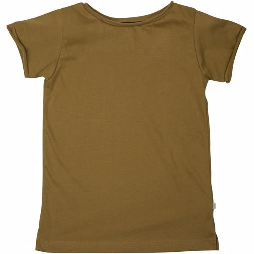 t-shirt, kortærmet, minimalisma, bomuld, bluse, dreng, pige, 181-10-Golden Leaf, gylden, gul, karry, mustard, støvet gul