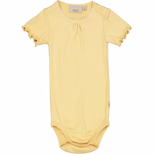 Wheat - body rib lace ss // misty rose, body, bodystocking, sparkedragt, babytøj, dreng, nyfødt, pige, babytøj