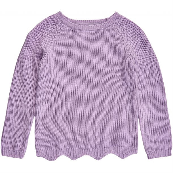The new, sweater, trøje, striktrøje, sweatshirt, pige, lilla, strik, nolly knit pullover.