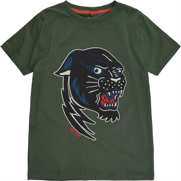 The new, t-shirt, t-shirt med panter print, trøje, short sleeve, mørke grøn, army, boing ss tee, Thyme.