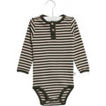 Wheat - body placket LS edgeband // dark army, body, bodystocking, sparkedragt, babytøj, dreng, nyfødt