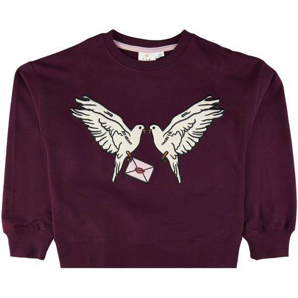 sweatshirt fra the new, the new sweatshirt, sweatshirt til piger, oversize sweatshirt, pigebluse, bluse til piger, sweatshirt med print, bluse med print, lilla sweatshirt.