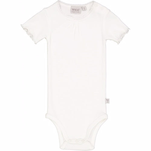 Wheat - body rib lace ss // misty rose, body, bodystocking, sparkedragt, babytøj, dreng, nyfødt, pige, babytøj