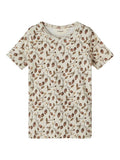 Lil' Atelier Gaya SS Slim top - Turtledove, print, t-shirt, bluse, kortærmet, blomstret kortærmet,