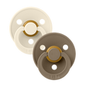 Sutter, Bibs, Bibssutter, Pacifier, Sut, Naturgummi, naturgummisut, Rund sut,Colour,Latex, 2Pack,Colour,  Ivory,Dark Oak,str.2