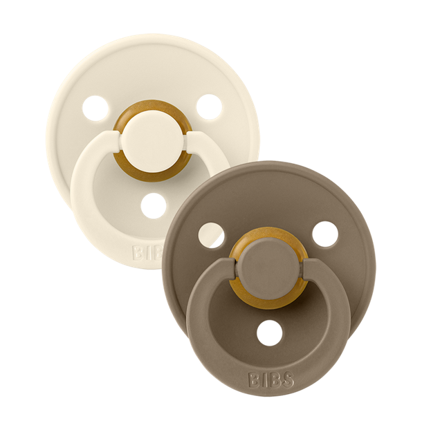 Sutter, Bibs, Bibssutter, Pacifier, Sut, Naturgummi, naturgummisut, Rund sut,Colour,Latex, 2Pack,Colour,  Ivory,Dark Oak,str.2