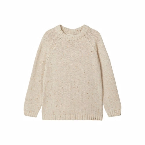trøje, striktrøje, sweater, pullover, Lil' Atelier, lilatelier, bomuld, økotex, beige, creme, knapper,