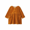 kjole, babykjole, Lil' Atelier, lilatelier, velour, orange, brun, festkjole, hverdagskjole,