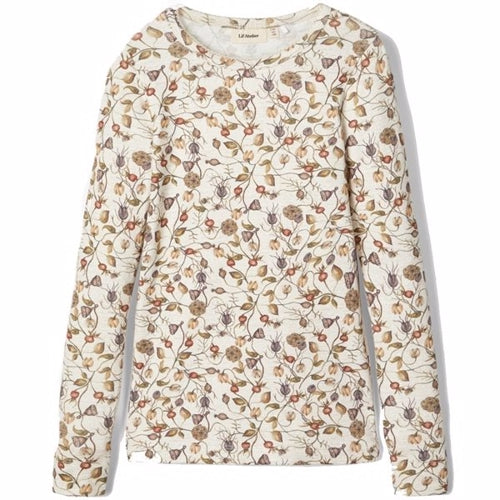 t-shirt, Lil' Atelier, lilatelier, bomuld, økotex, creme, hvid beige, råhvid, langærmet t-shirt, lange ærmer