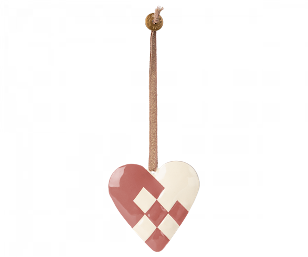 Maileg Metal ophæng - Flettet hjerte - lys lilla