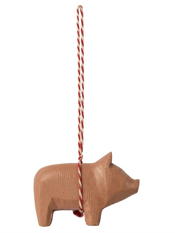 Maileg - Træ ophæng, Gris - Gammel rosa