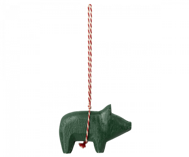 Maileg - Træ ophæng, Gris - Mørk grøn