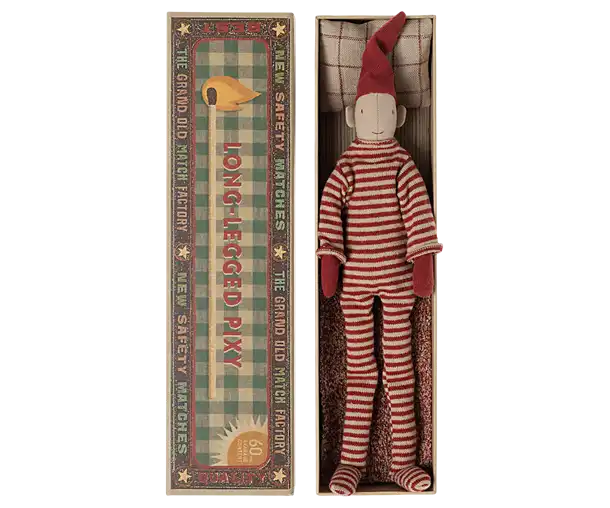 Maileg, babyseng, babycot, legetøj, børnelegetøj, musseseng, dukkeseng, Maileg dansende kat & Mus i skoæske Maileg Storebror mus i nattøj, Maileg-Bedstefar & Bedstemor i tændstik æske,Maileg -  Langbenet nisse i tændstikæske, Lille