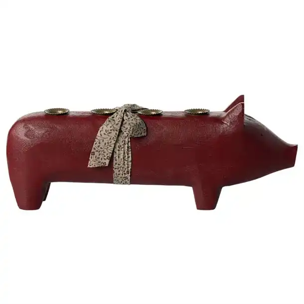 Maileg - Lysestage, Gris, Stor - Rød