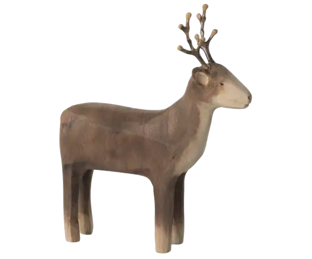 Maileg, babyseng, babycot, legetøj, børnelegetøj, musseseng, dukkeseng, Maileg dansende kat & Mus i skoæske Maileg Storebror mus i nattøj, Maileg-Bedstefar & Bedstemor i tændstik æske,Maileg - Rensdyr, Træ, Lille