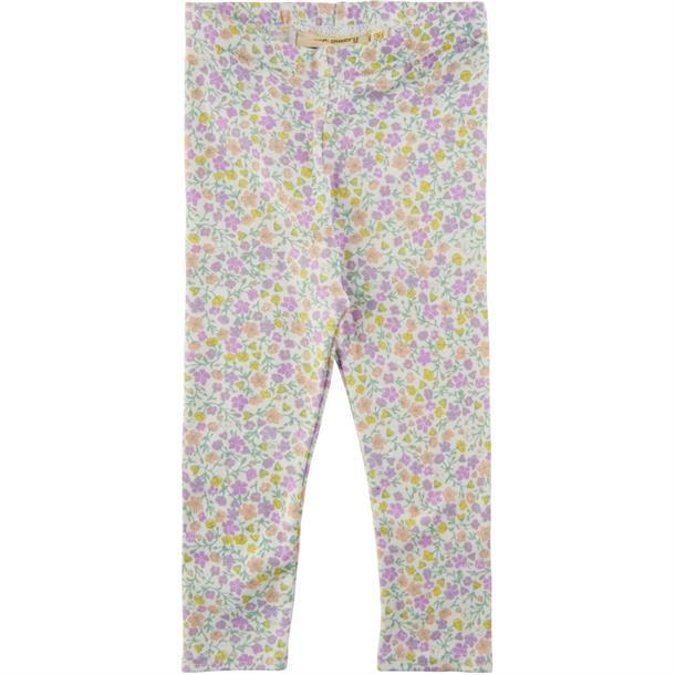 Leggings, bukser, Paula leggings, Paula, soft gallery leggings, print, blomster print, pige, Popbloom, grøn, lilla, orange, blomster, lilla blomster, orange blomster.