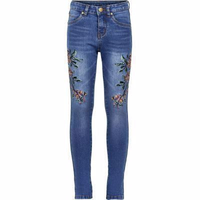 The new agnes embroidery jeggings, Denim med blomster broderi, pige cowboy bukser, cowboy bukser,