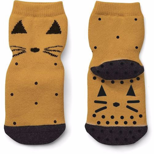 Liewood - Nellie strømper med antiskrid (2 par) // Cat Mustard