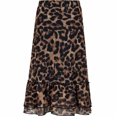 nederdel, skirt, lang nederdel, maxi nederdel, leo, leopard, brun, pige, vinter, The New - Nixa maxi skirt