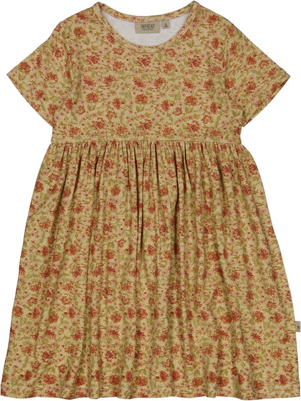 Wheat - Dress Nova // Honeysuckle, basis, kjole, blomstret kjole, rød kjole, kjole wheat, kortærmet kjole